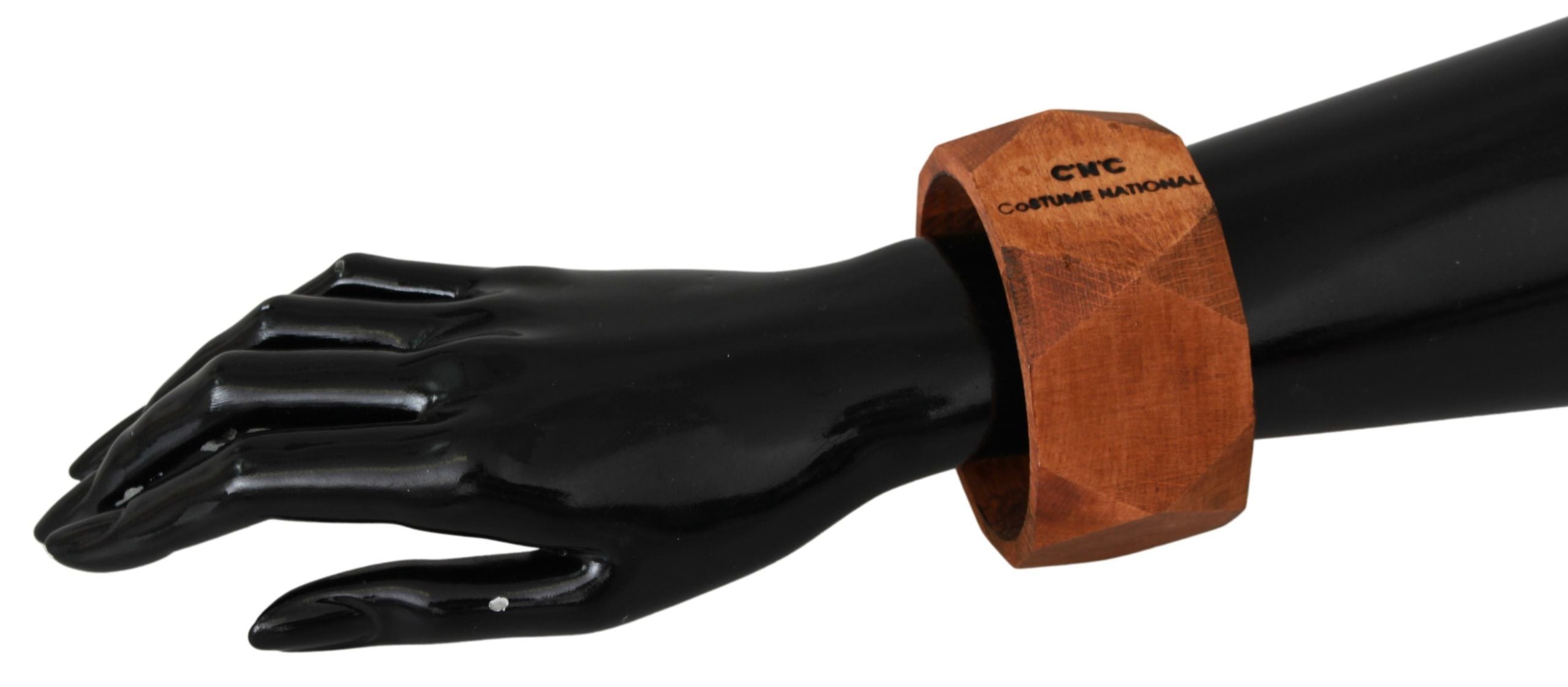 Costume National Braunes Holzarmband mit Branding