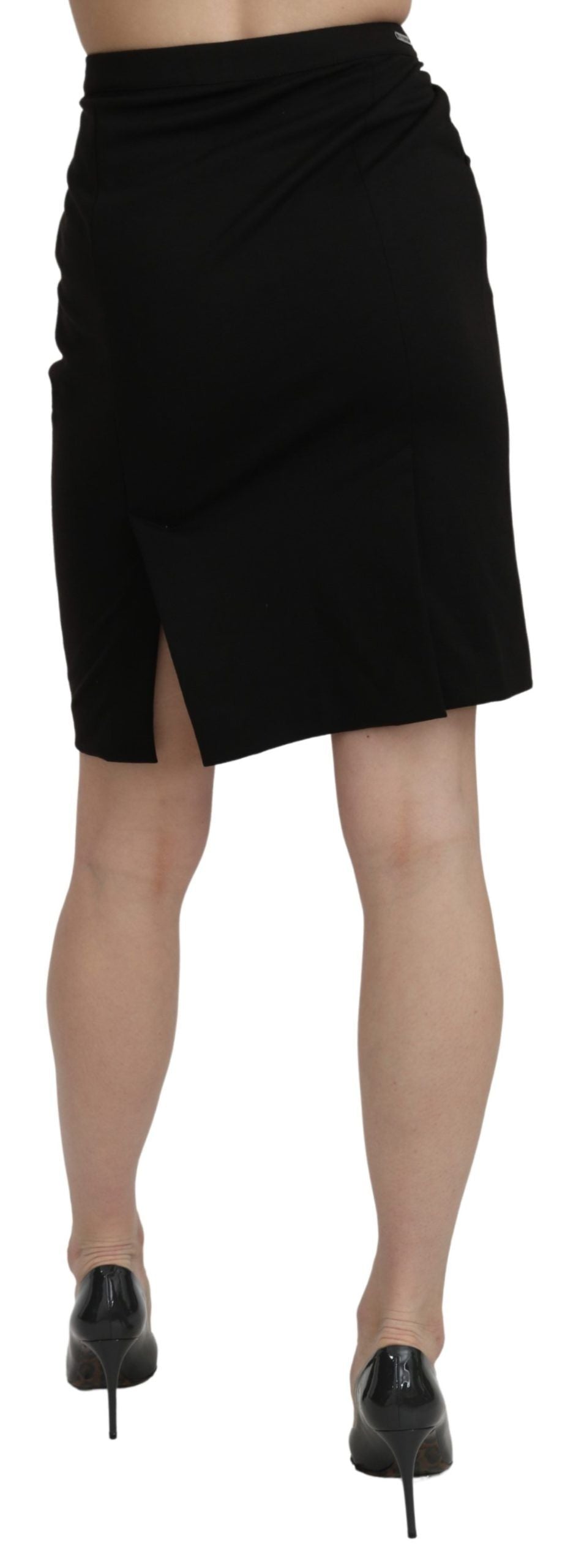 GF Ferre Black High Waist Knee Length Pencil Skirt Formal Skirt