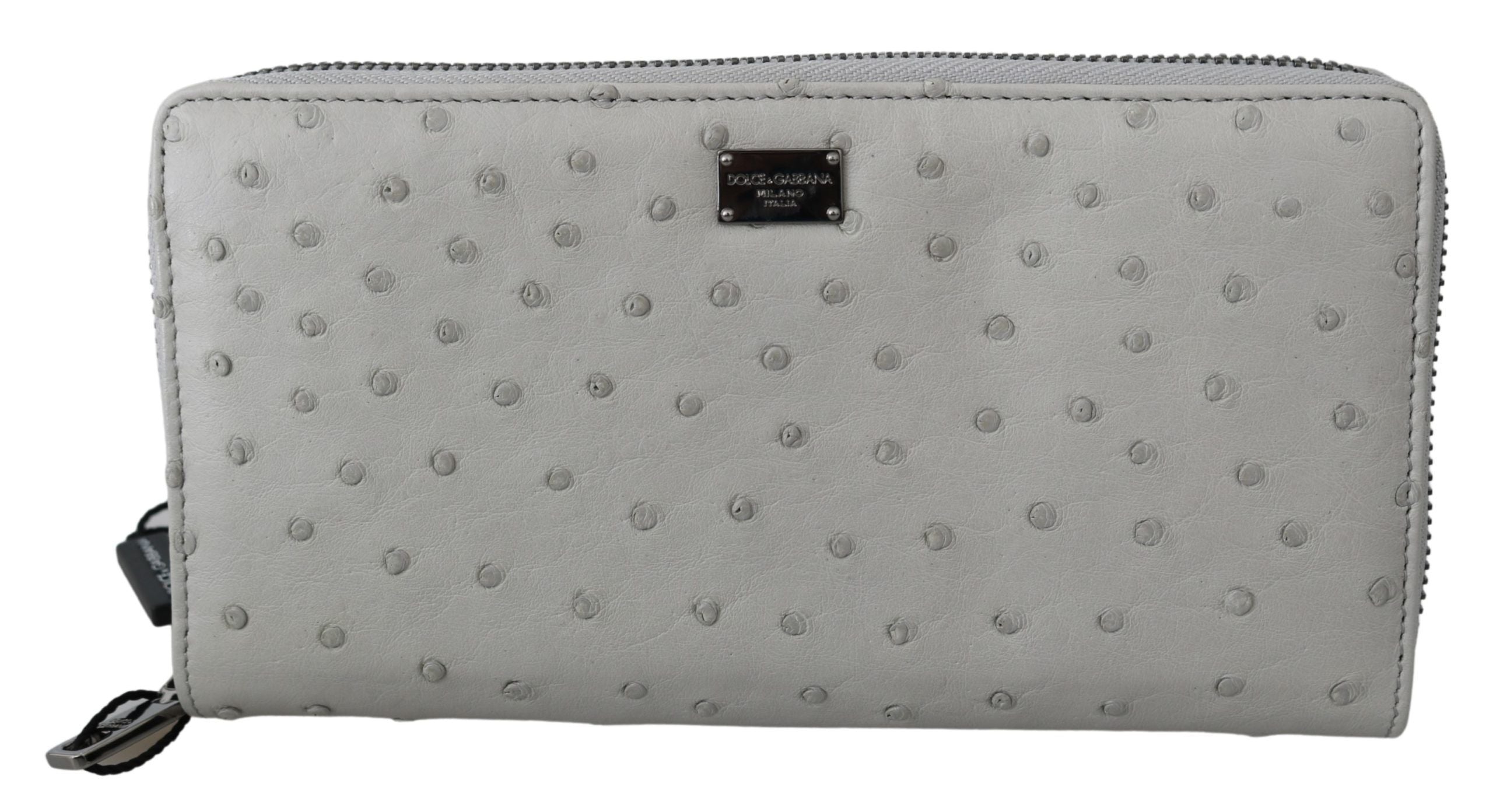 Dolce &amp; Gabbana White Ostrich Leather Continental Men's Clutch Wallet