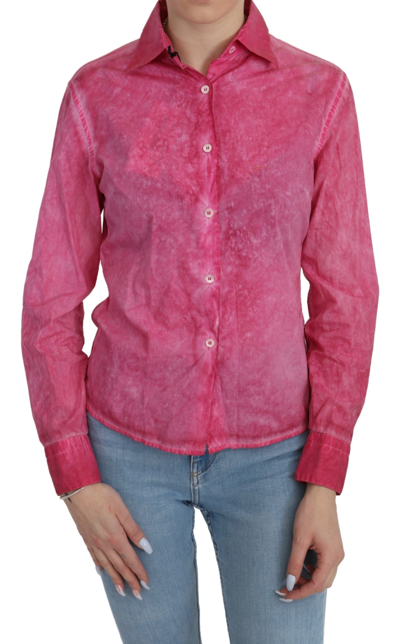 Ermanno Scervino Pink long-sleeved collared shirt blouse top