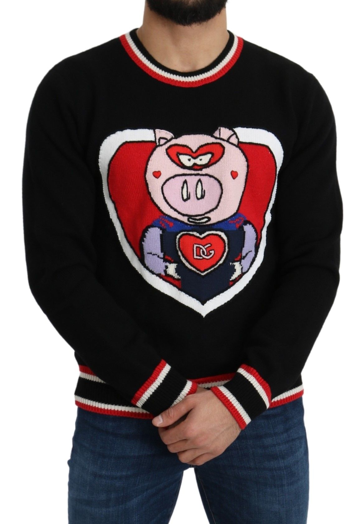 Dolce & Gabbana Schwarzer Kaschmir-Pullover Schwein des Jahres