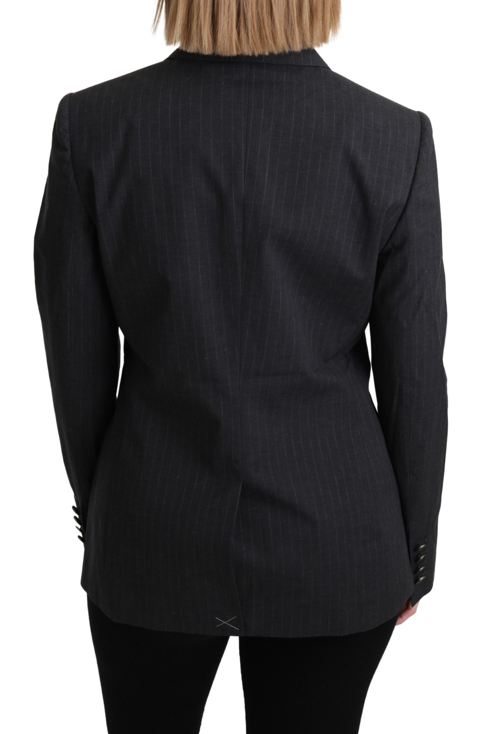 Dolce &amp; Gabbana Elegant gray striped cotton blazer