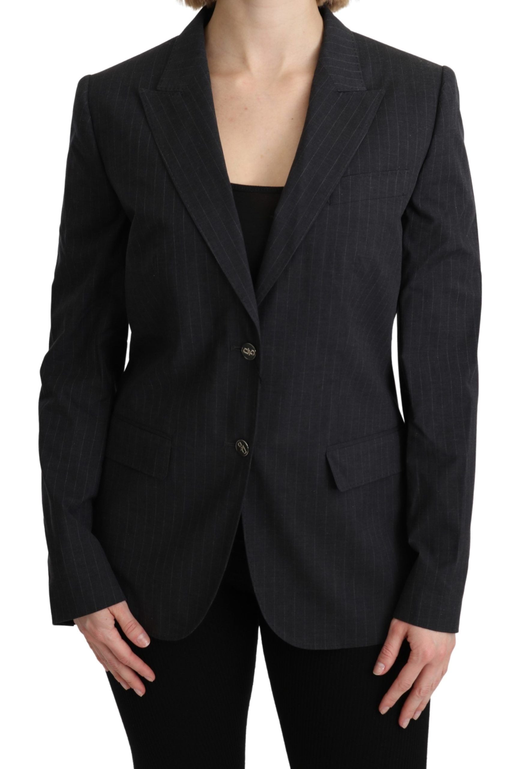 Dolce &amp; Gabbana Elegant gray striped cotton blazer