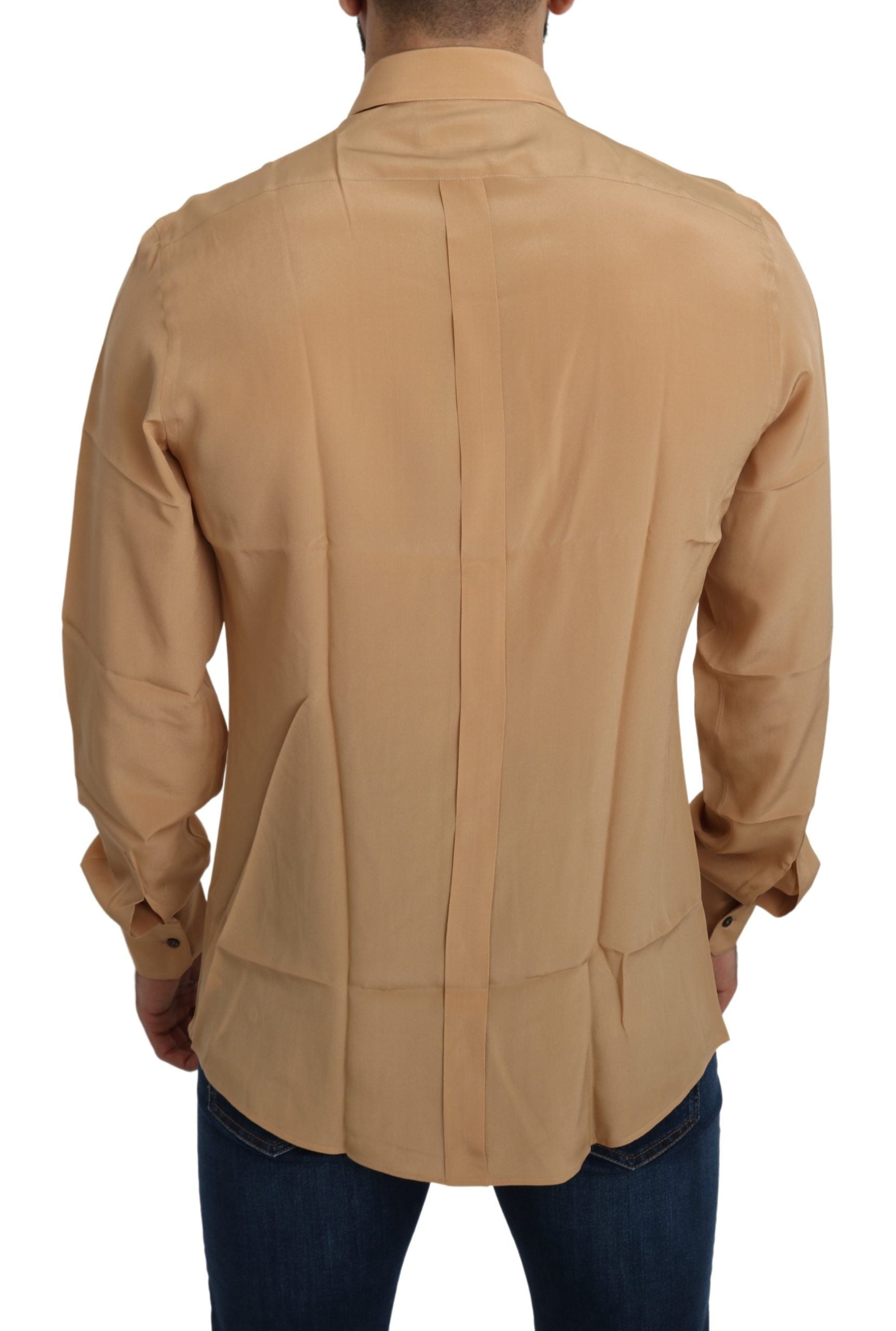 Dolce & Gabbana Gelbes 100% Seide GOLD Top Slim Hemd