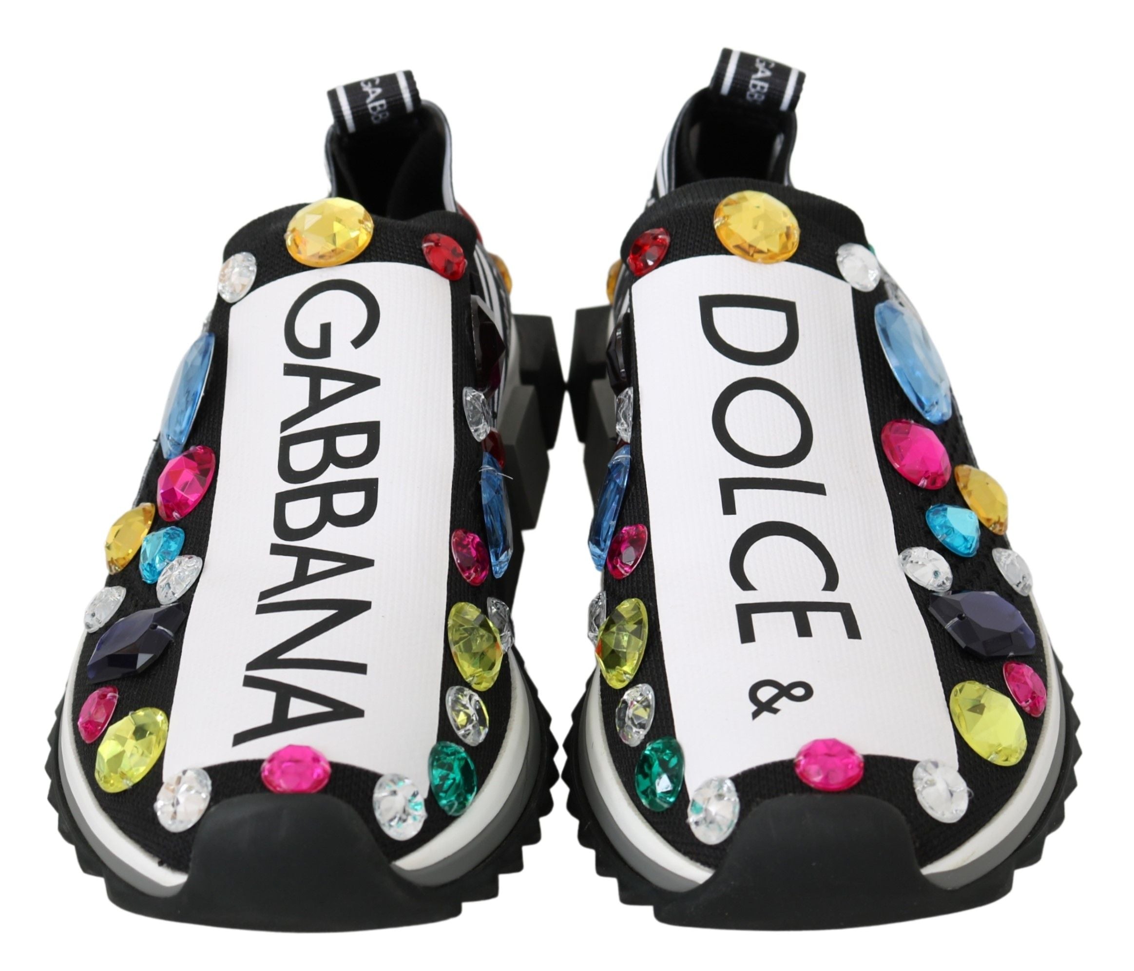 Dolce &amp; Gabbana Black low-top sneakers with crystal embellishment