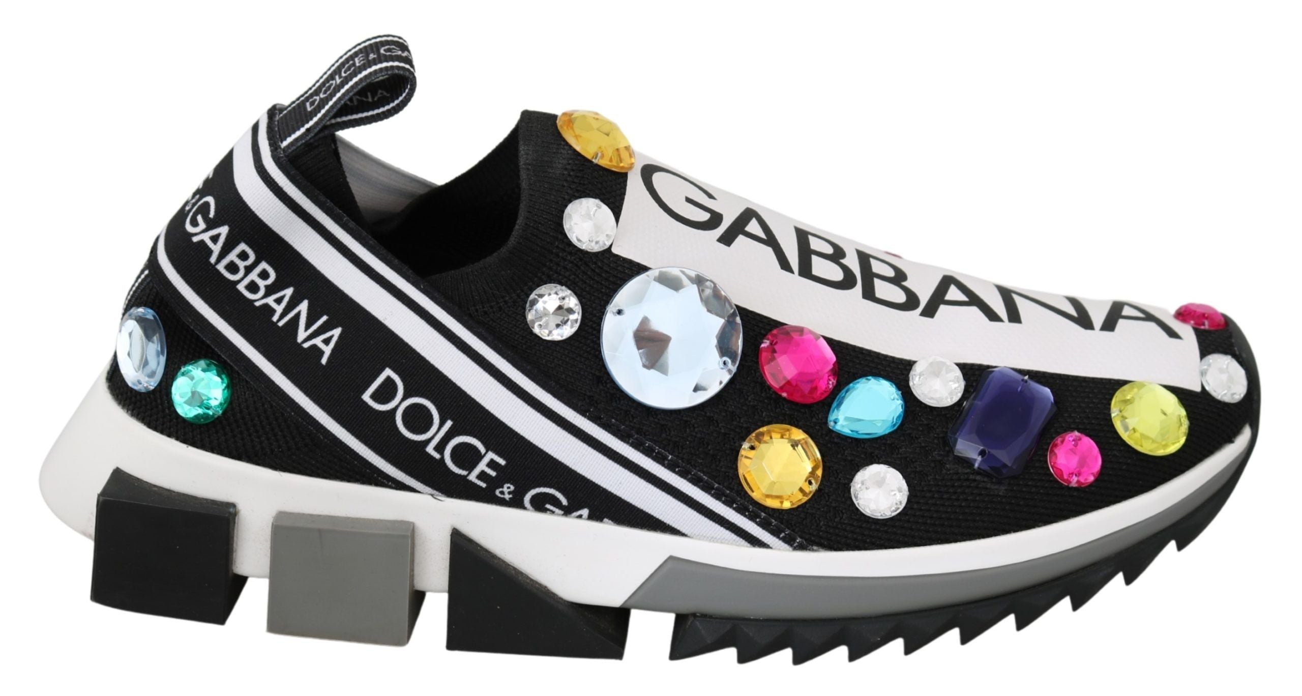 Dolce & Gabbana Schwarz Multicolor Crystal Sneakers Schuhe