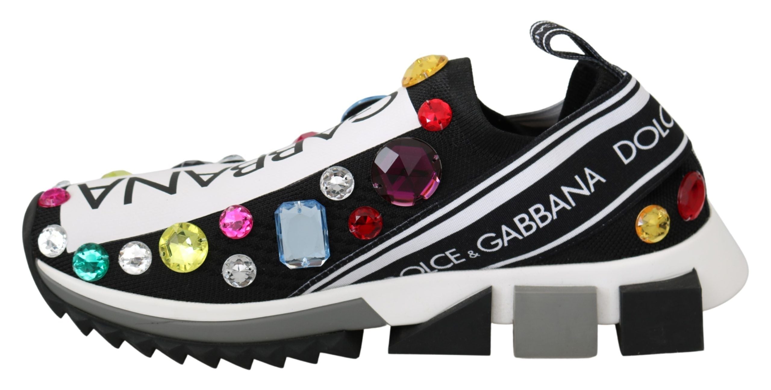 Dolce &amp; Gabbana Black low-top sneakers with crystal embellishment
