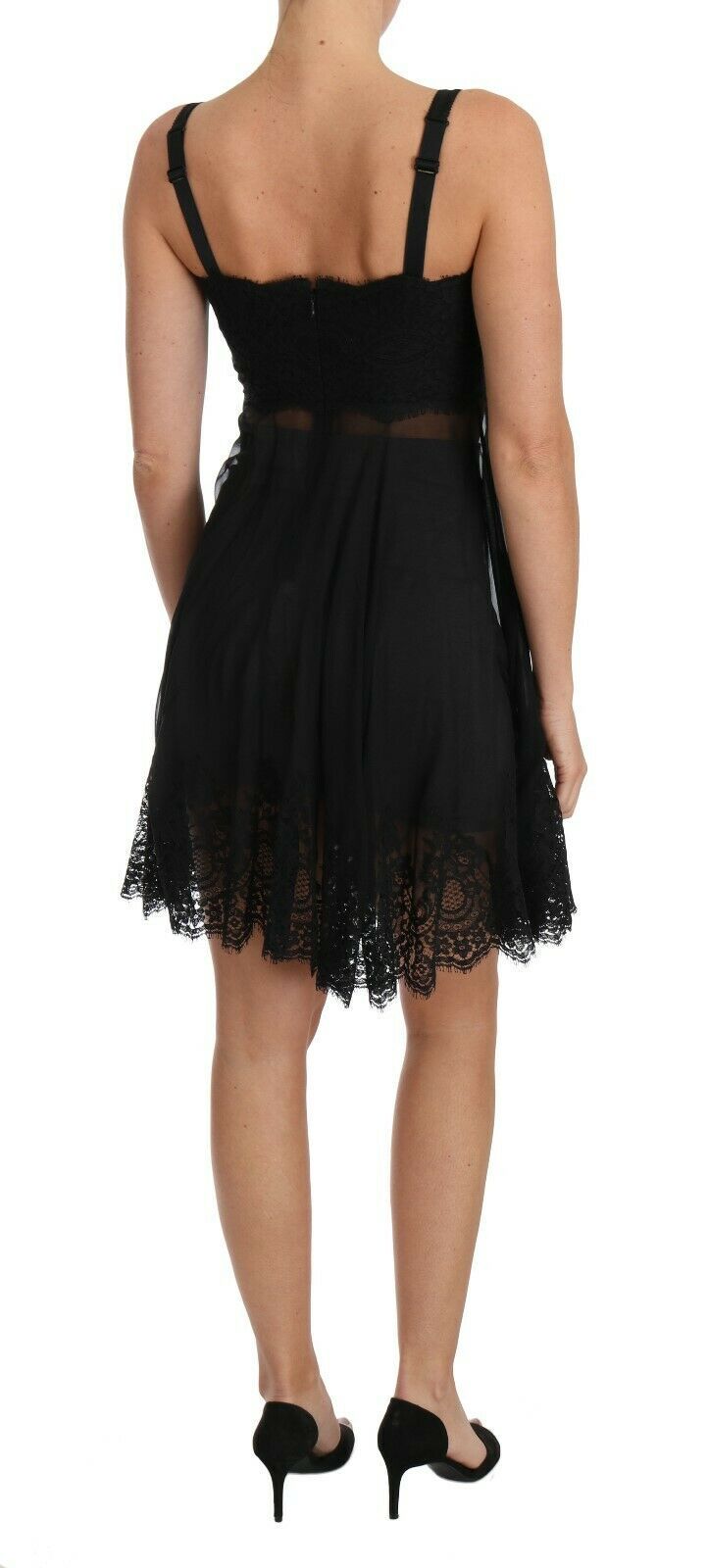 Dolce &amp; Gabbana Black Silk Lace Dress Chemise Lingerie