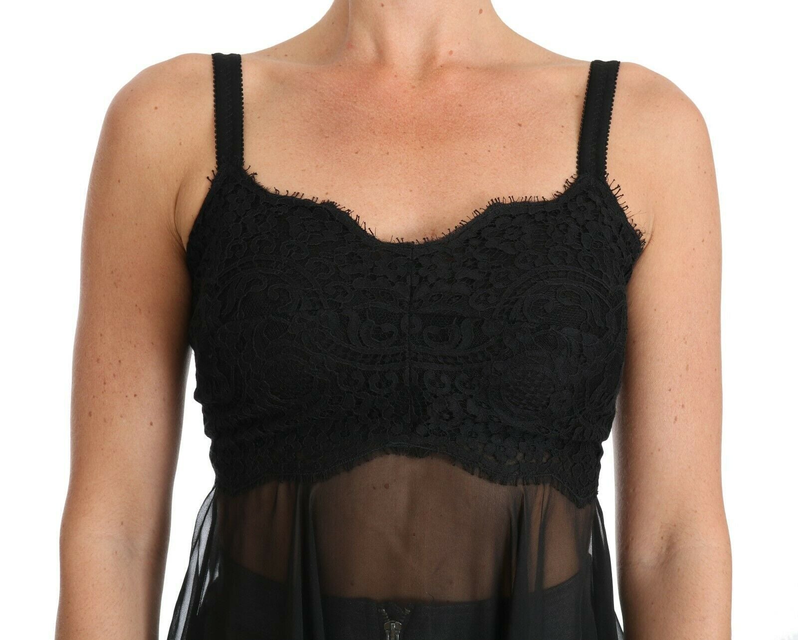Dolce &amp; Gabbana Black Silk Lace Dress Chemise Lingerie
