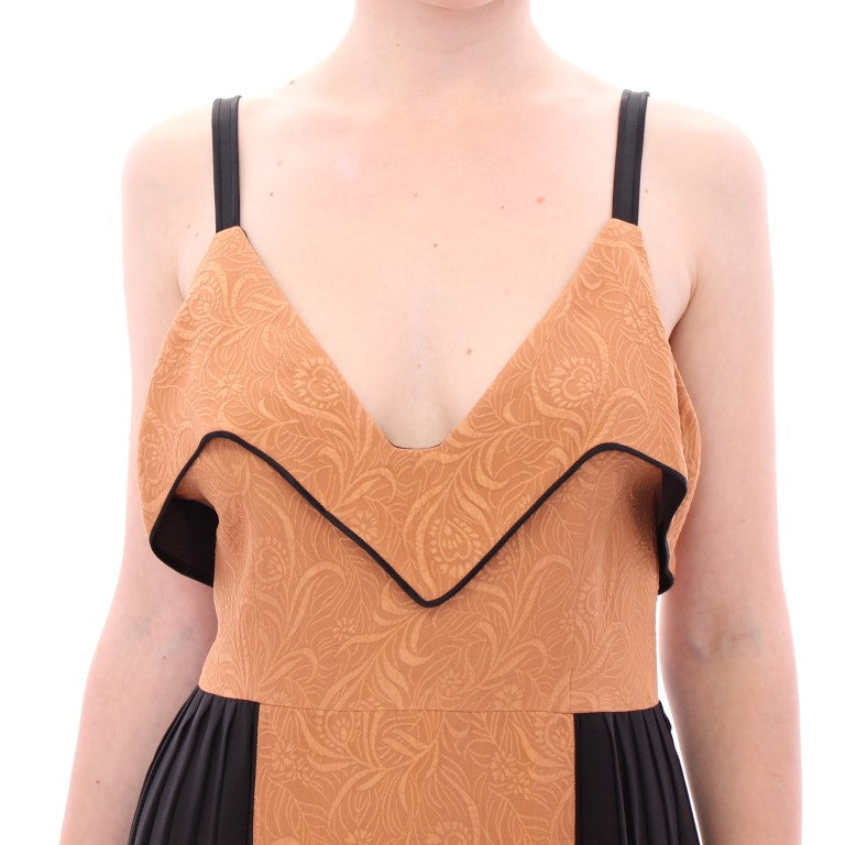 FILOS Black-Bronze Silk Sleeveless Top Sheath Dress