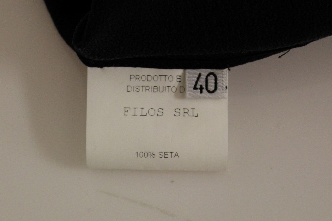 FILOS Black-Bronze Silk Sleeveless Top Sheath Dress