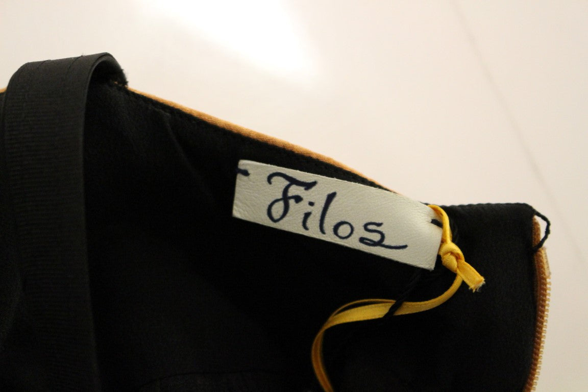 FILOS Black-Bronze Silk Sleeveless Top Sheath Dress