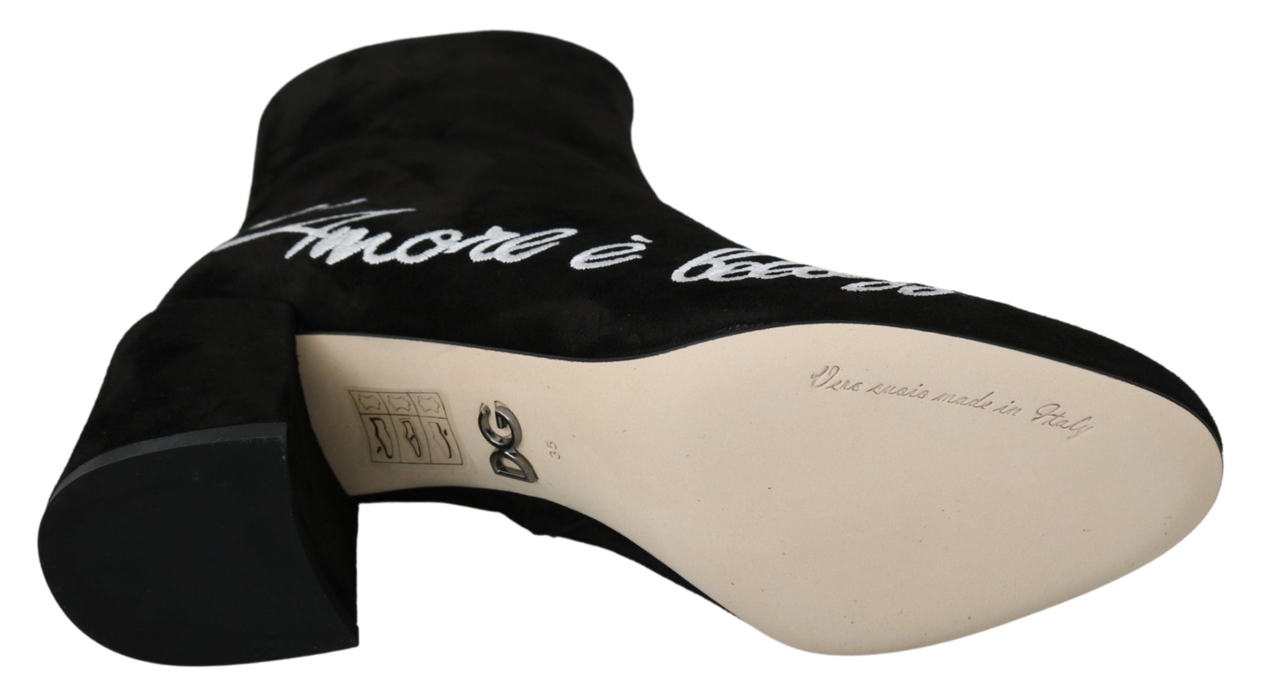 Dolce &amp; Gabbana Black Suede L'Amore E'Bellezza Boots Shoes