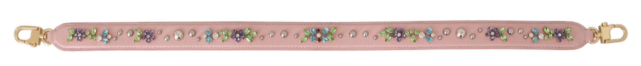 Dolce & Gabbana Rosa Leder Crystal Stud Accessoire Schulterriemen