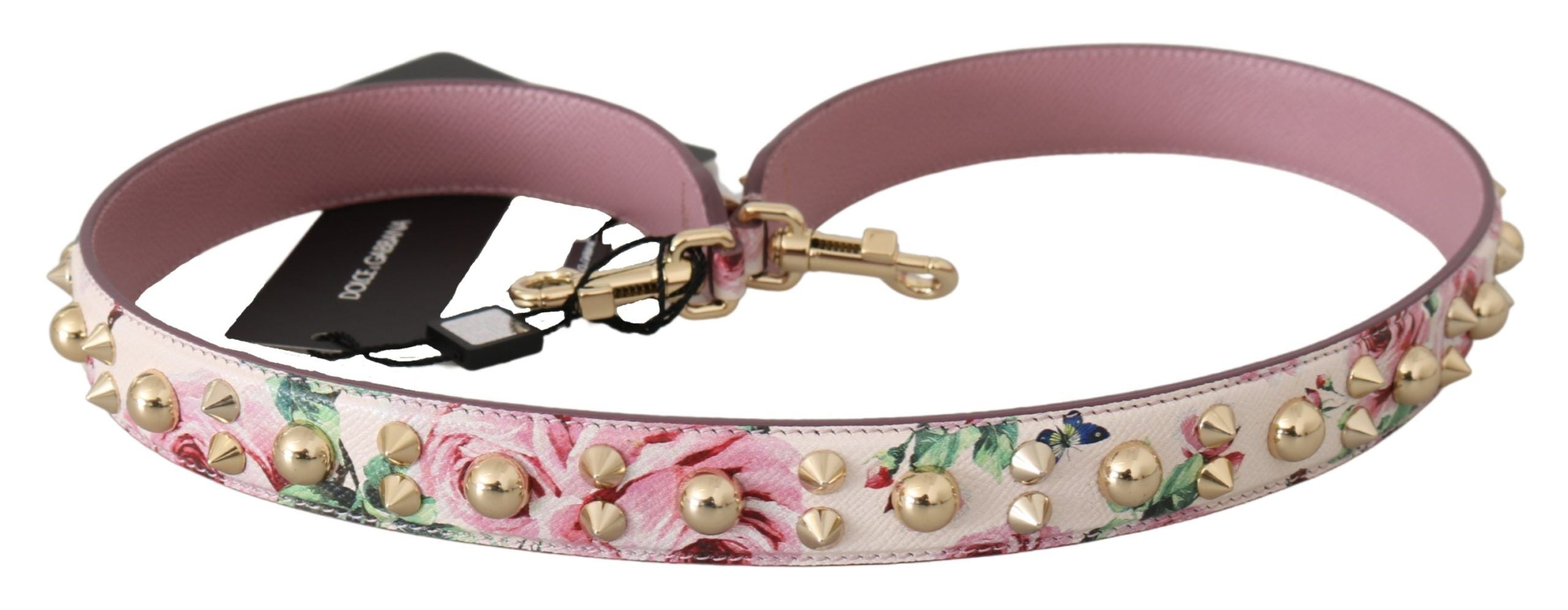 Dolce &amp; Gabbana Chic floral pink leather shoulder strap