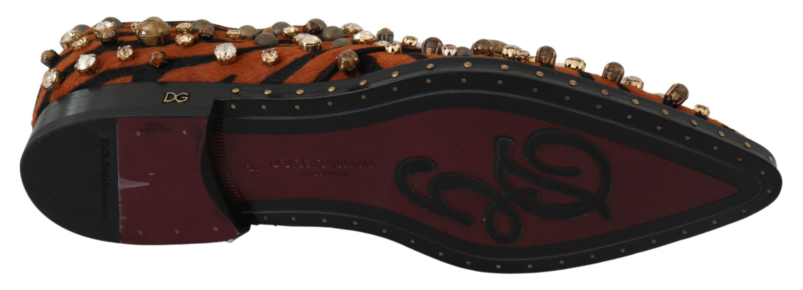 Dolce & Gabbana Orange Pony Haar Kristall Kleid Broque Schuhe