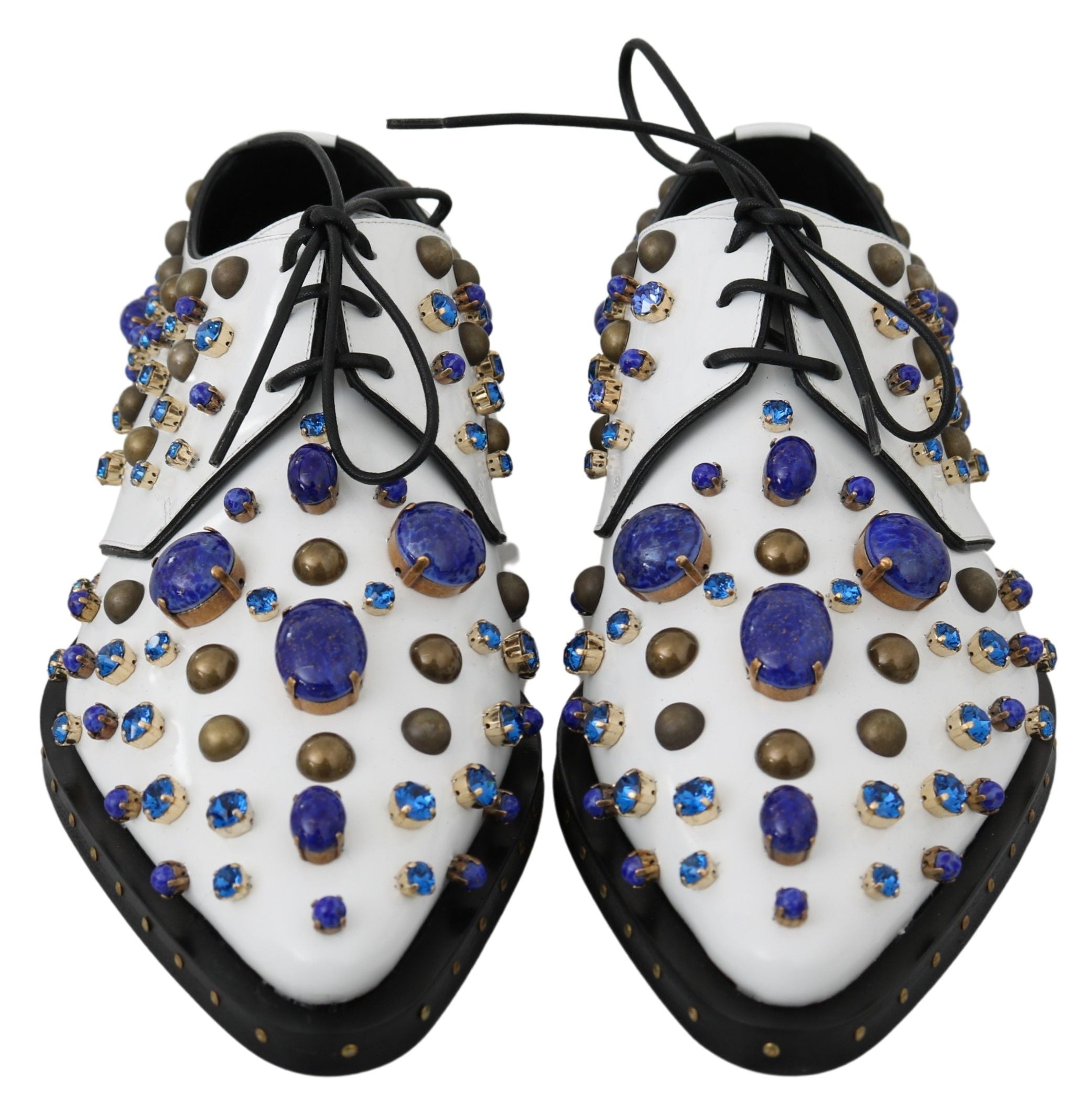 Dolce &amp; Gabbana Elegant dress shoes in white leather with crystals