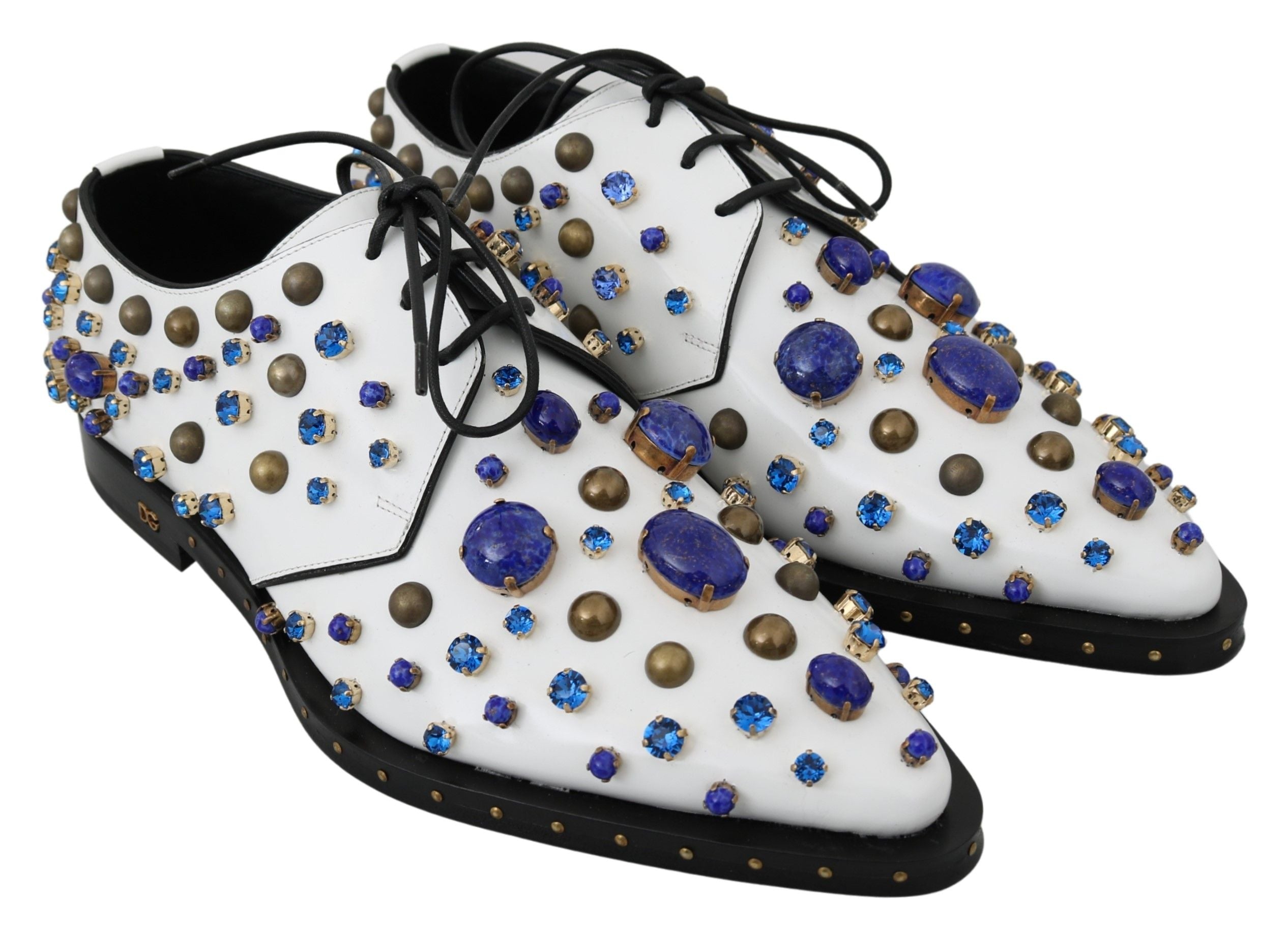 Dolce &amp; Gabbana Elegant dress shoes in white leather with crystals