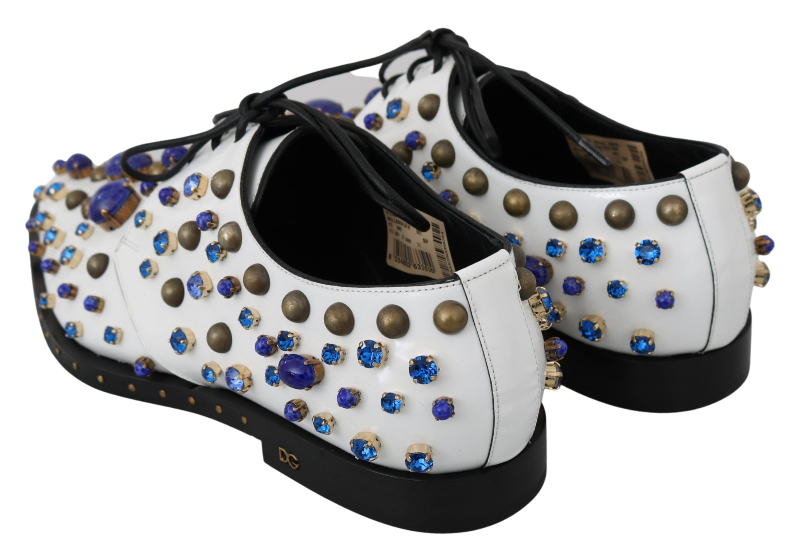 Dolce &amp; Gabbana Elegant dress shoes in white leather with crystals
