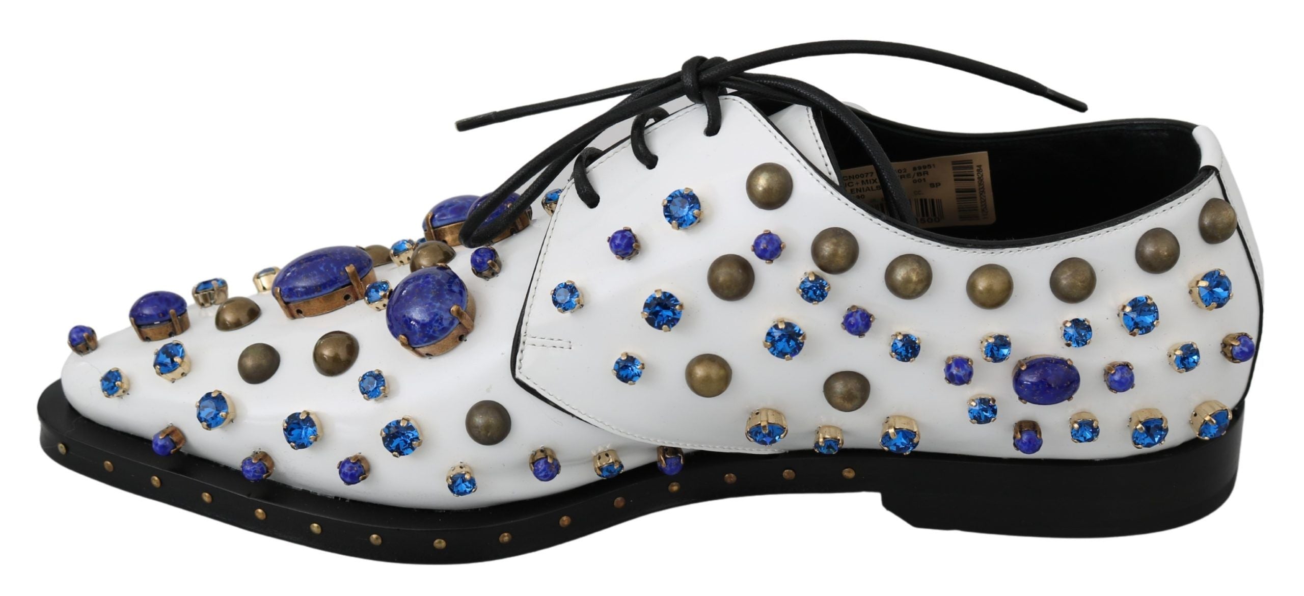 Dolce &amp; Gabbana Elegant dress shoes in white leather with crystals