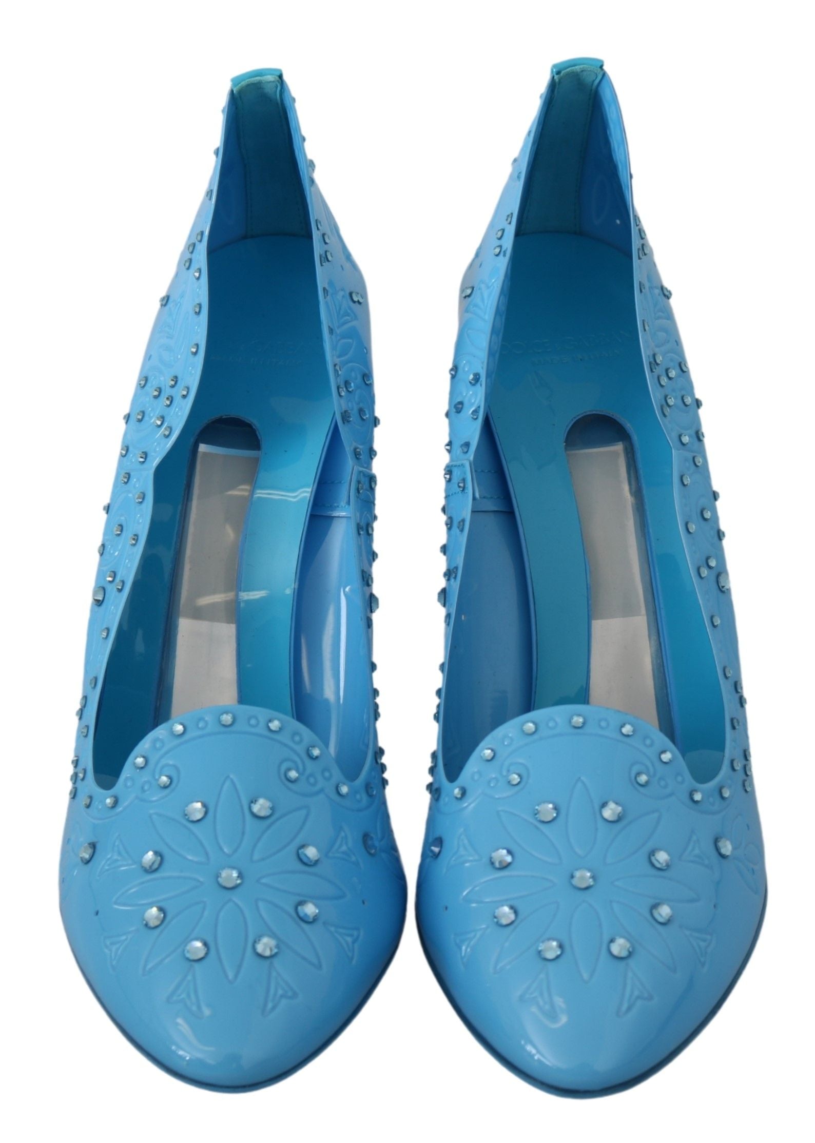 Dolce & Gabbana Blau Kristall Floral CINDERELLA Heels Schuhe