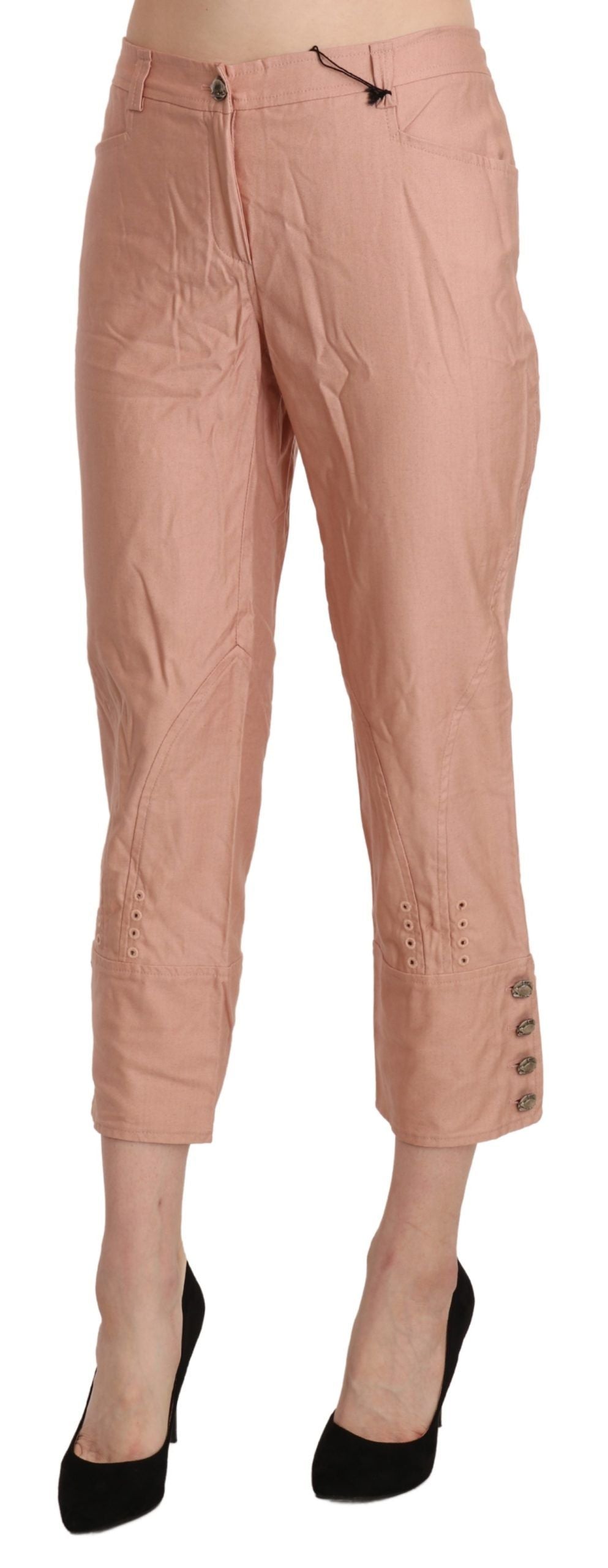 Ermanno Scervino Rosa Baumwollhose mit hoher Taille und abgeschnittener Hose
