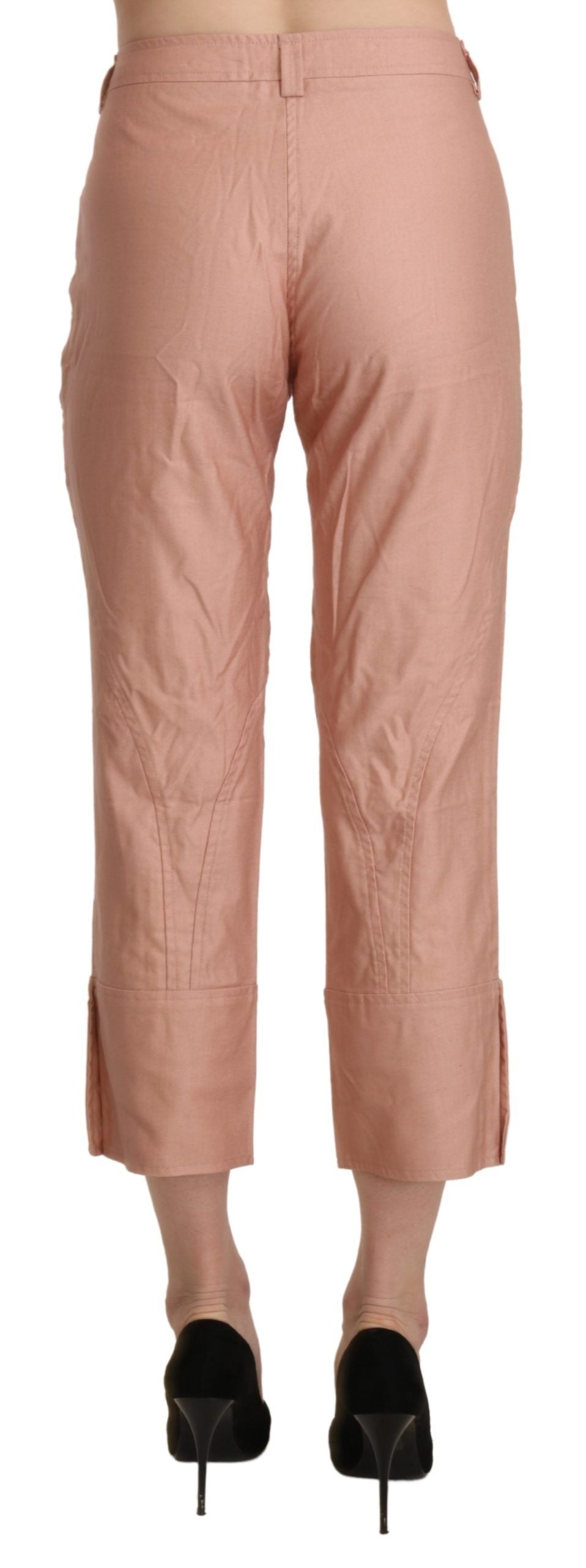 Ermanno Scervino pink cotton high-waisted cropped trousers