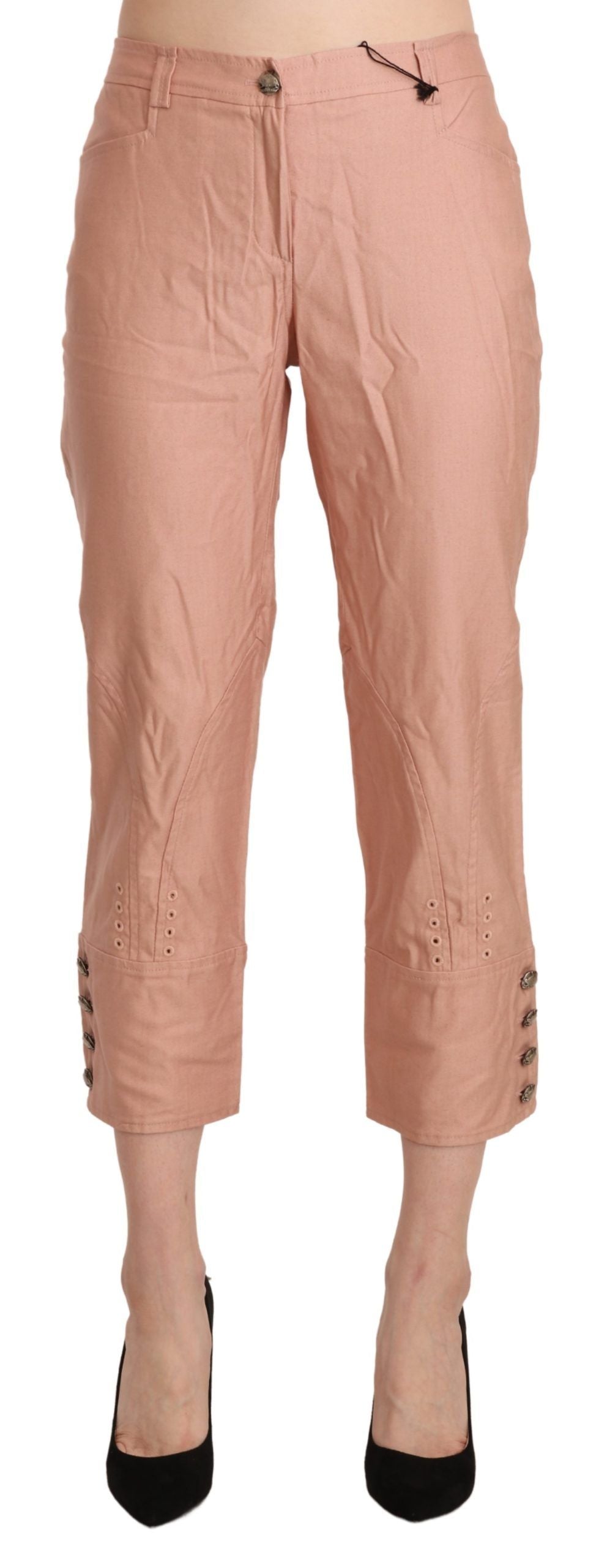 Ermanno Scervino Rosa Baumwollhose mit hoher Taille und abgeschnittener Hose