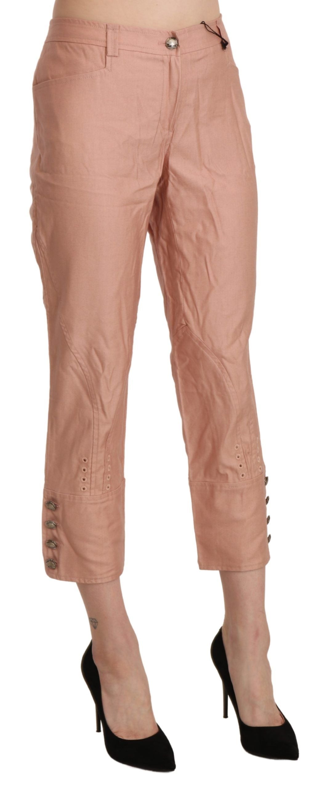 Ermanno Scervino pink cotton high-waisted cropped trousers