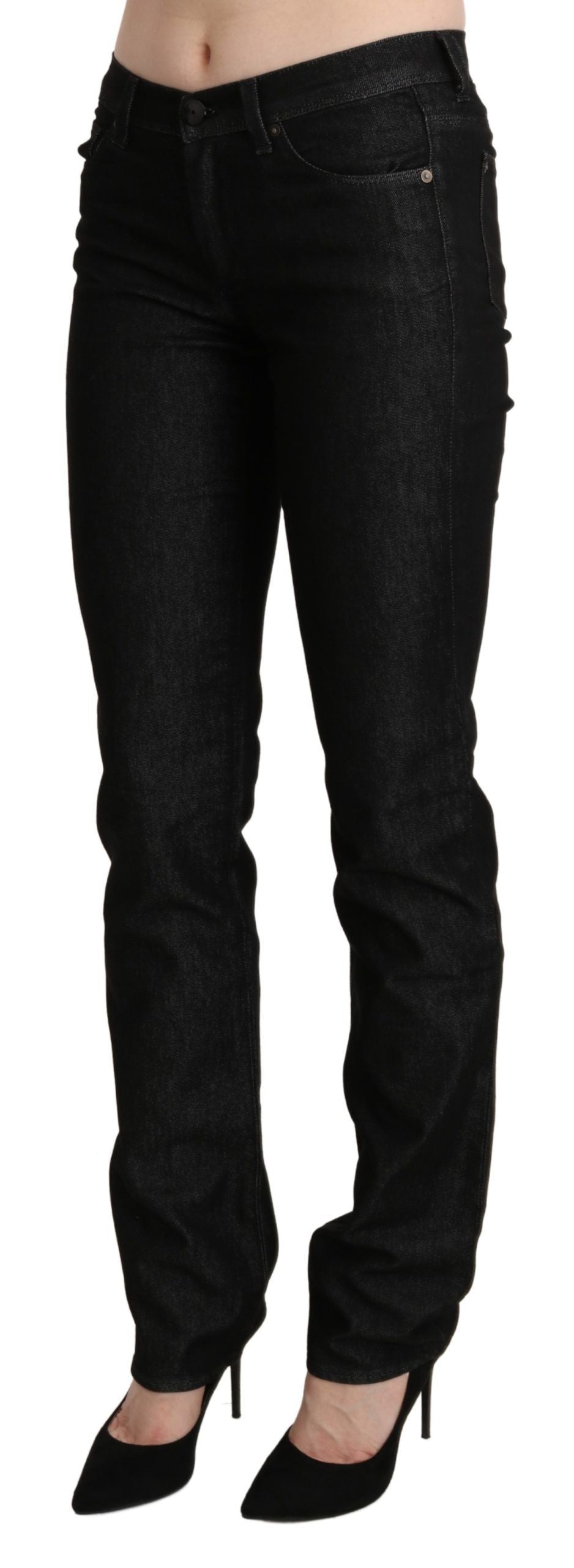 Ermanno Scervino Schwarze Mid Waist Skinny Slim Denim-Hose