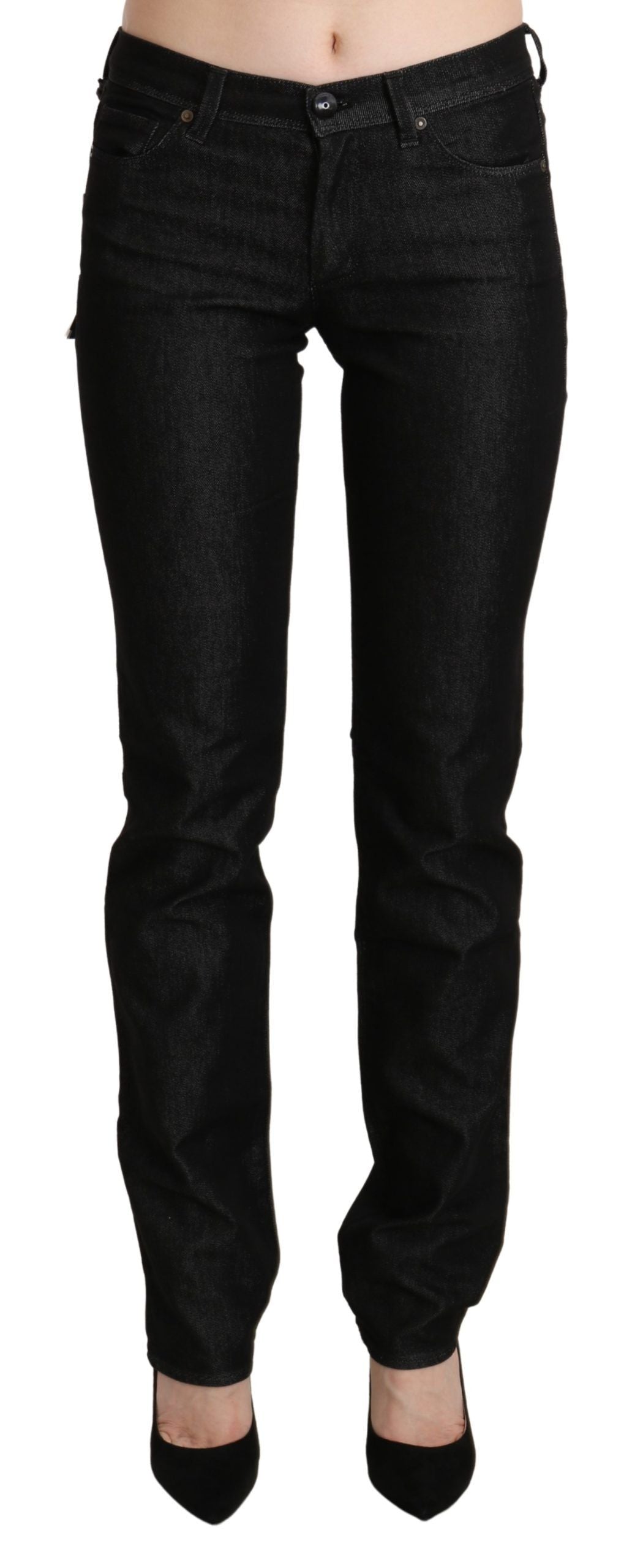 Ermanno Scervino Schwarze Mid Waist Skinny Slim Denim-Hose
