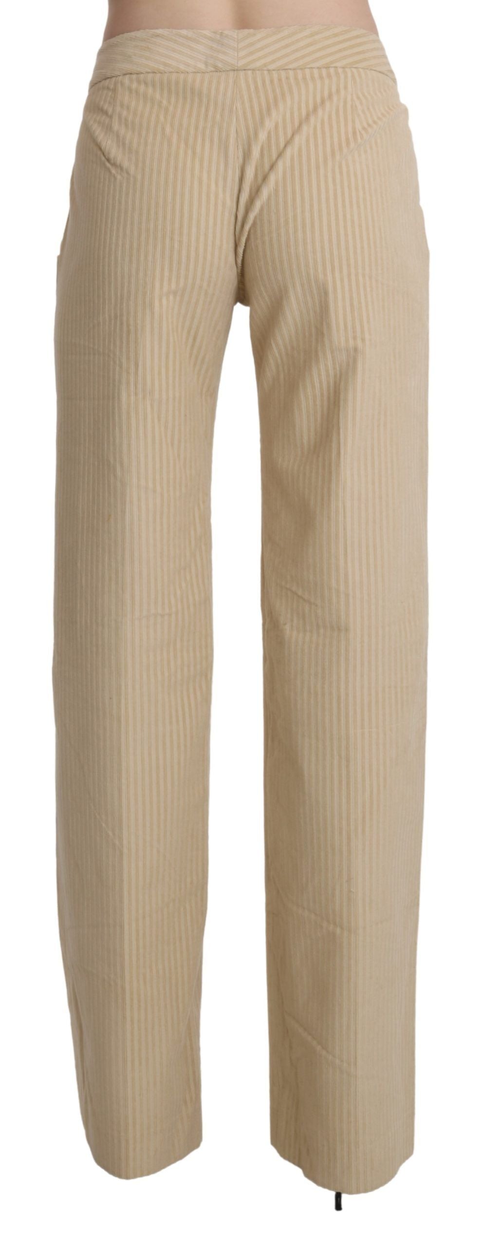 Ermanno Scervino Beige Ausgestellte Hose mit hoher Taille und weitem Bein