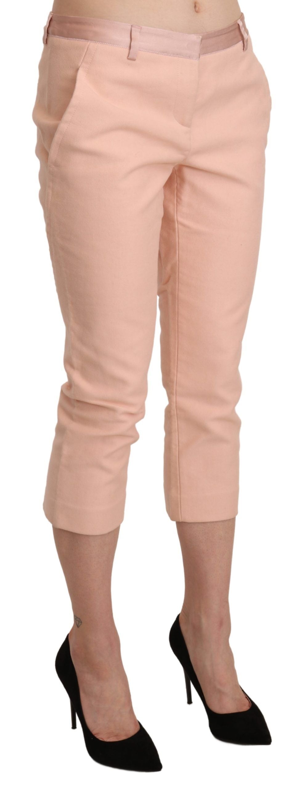 Ermanno Scervino Rosa Skinny Capri-Hose mit niedriger Taille