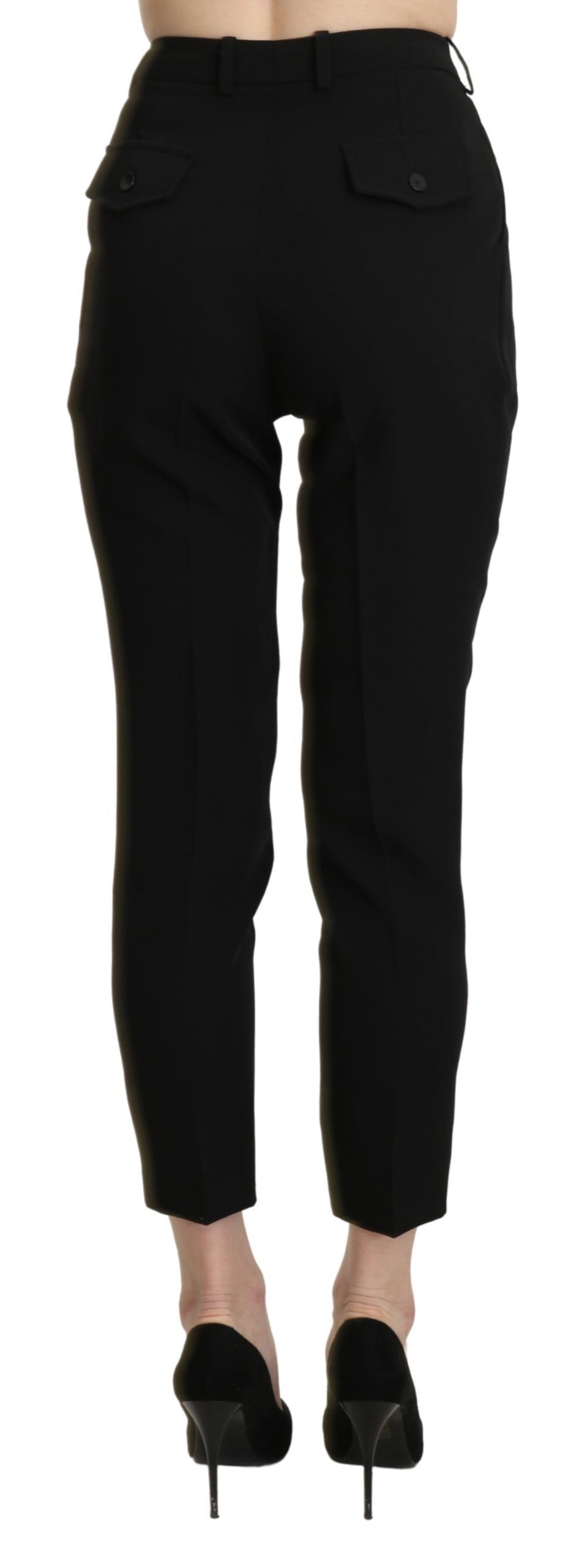 BENCIVENGA Black High Waist Skinny Cropped Dress Pants Trousers