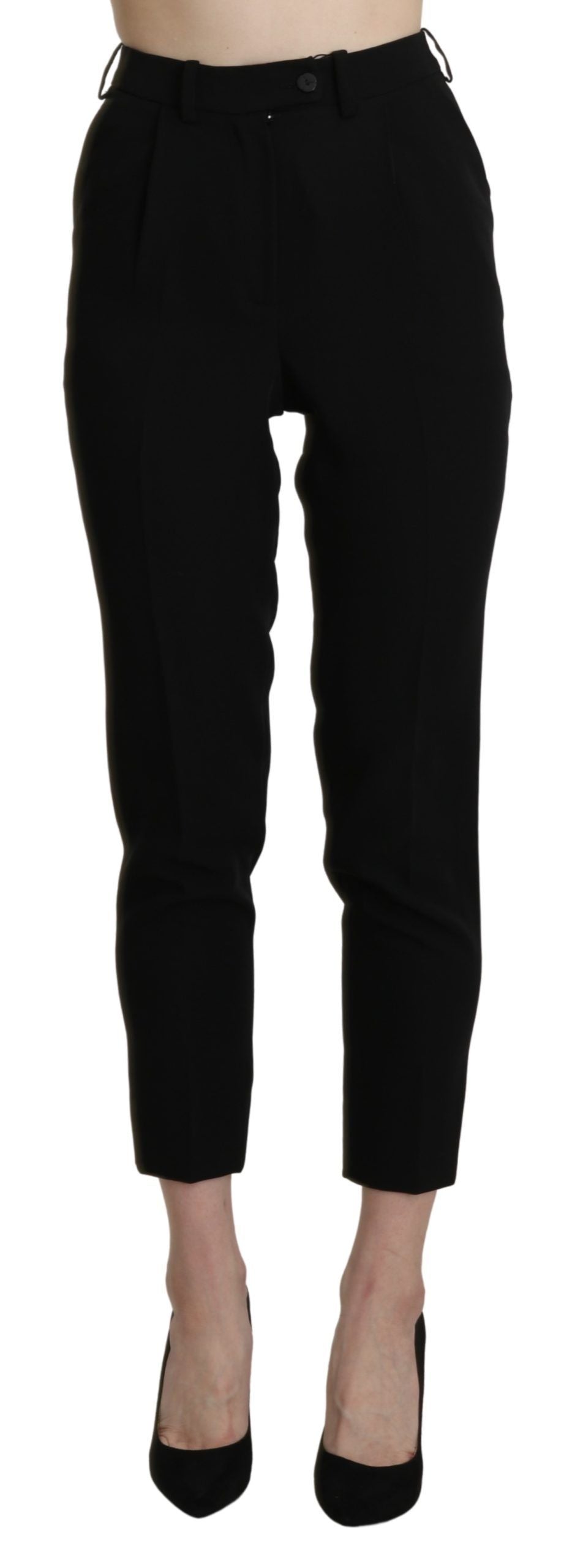 BENCIVENGA Black High Waist Skinny Cropped Dress Pants Trousers