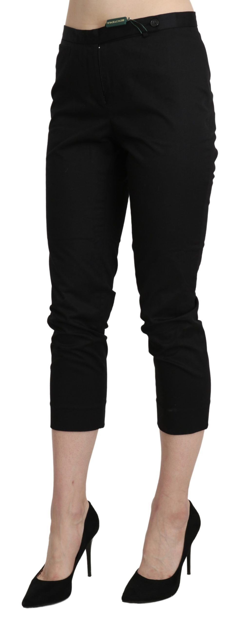 BENCIVENGA Black High Waist Skinny Cropped Dress Pants Pants
