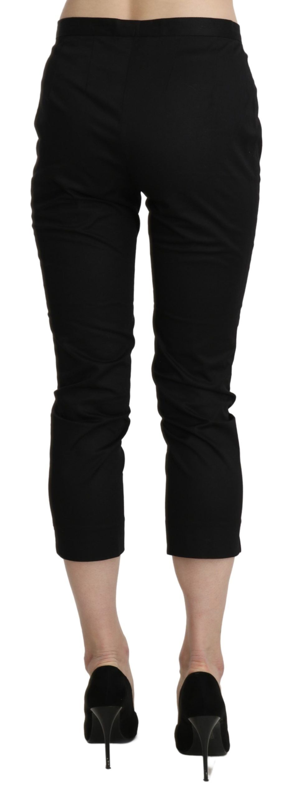 BENCIVENGA Black High Waist Skinny Cropped Dress Pants Pants