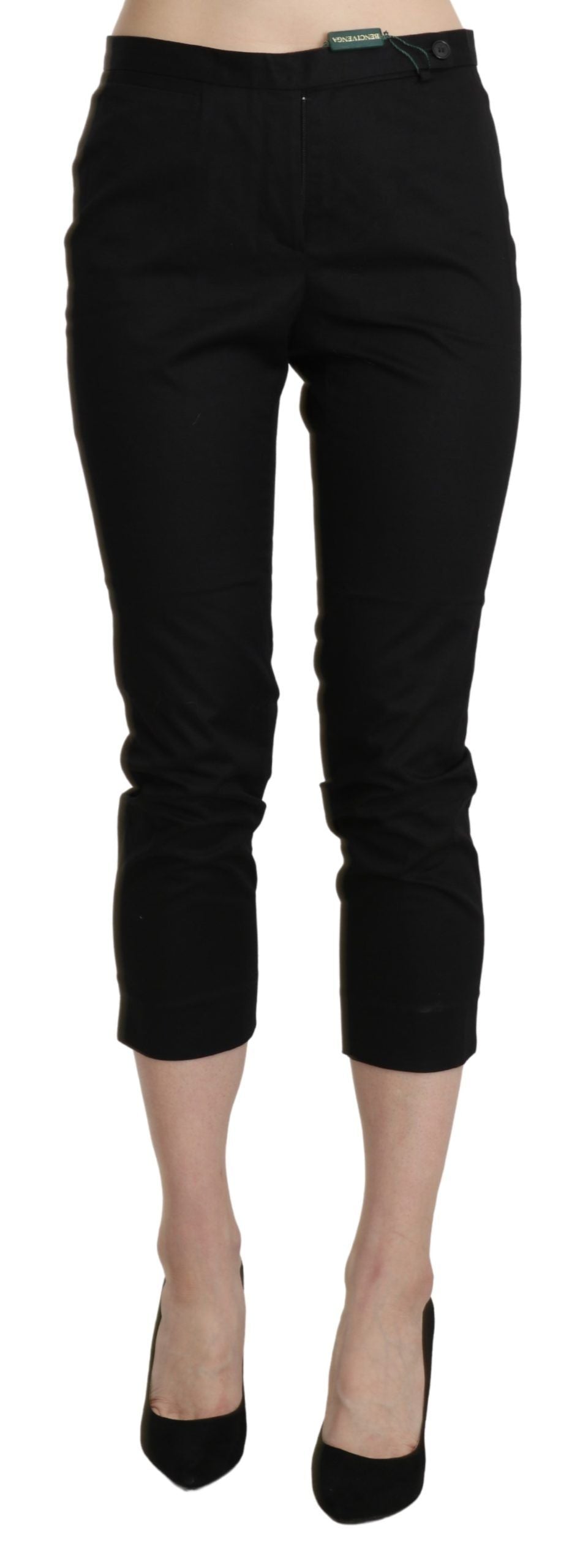 BENCIVENGA Black High Waist Skinny Cropped Dress Pants Pants