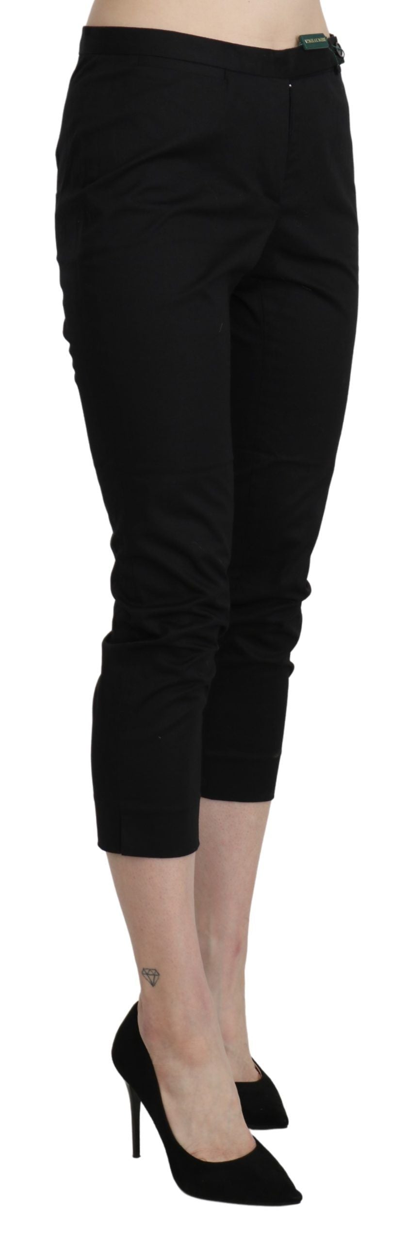 BENCIVENGA Black High Waist Skinny Cropped Dress Pants Pants