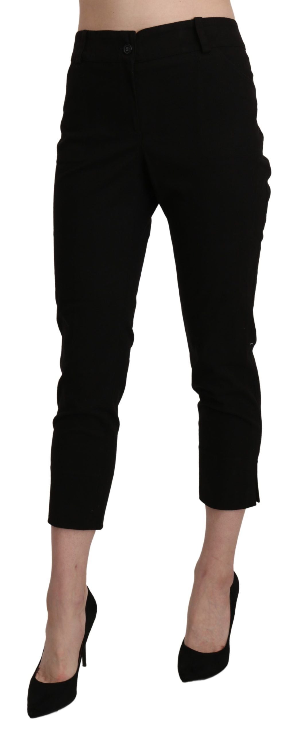 BENCIVENGA Black High Waist Skinny Cropped Dress Pants Pants