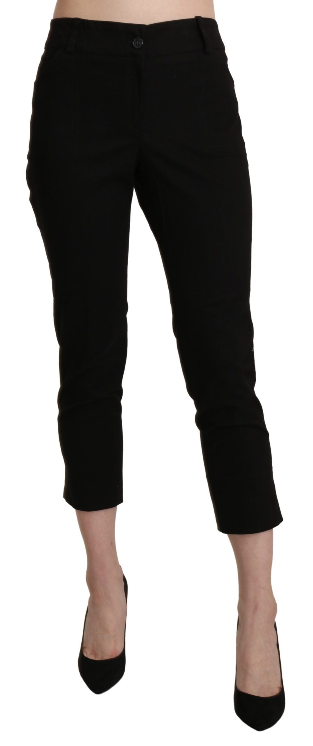 BENCIVENGA Black High Waist Skinny Cropped Dress Pants Pants