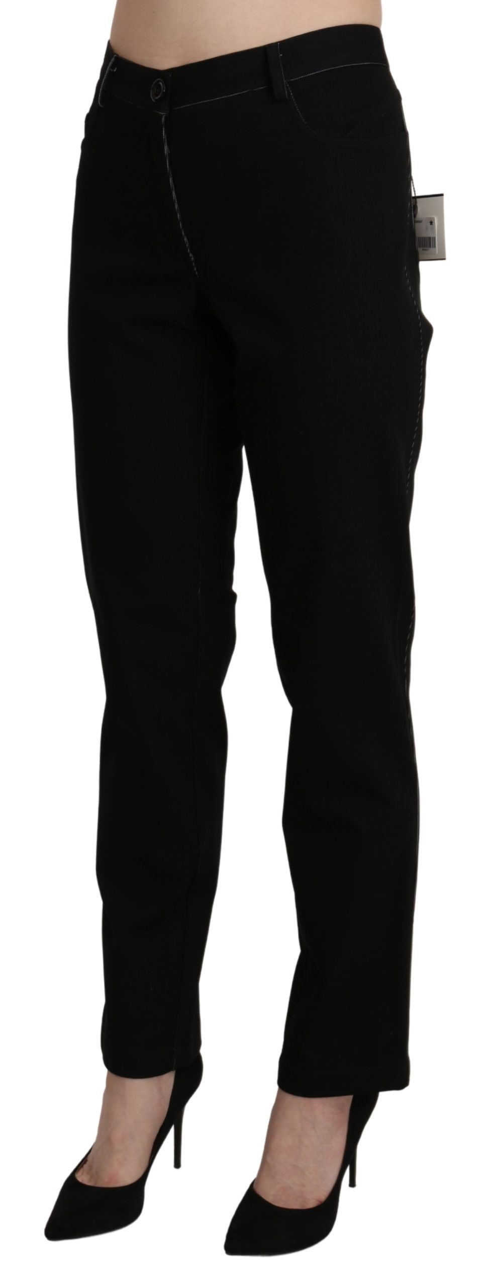 BENCIVENGA Black High Waist Straight Casual Pants Trousers