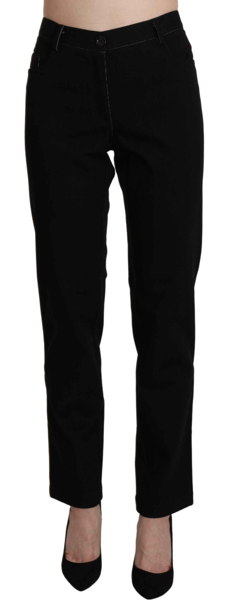 BENCIVENGA Black High Waist Straight Casual Pants Trousers