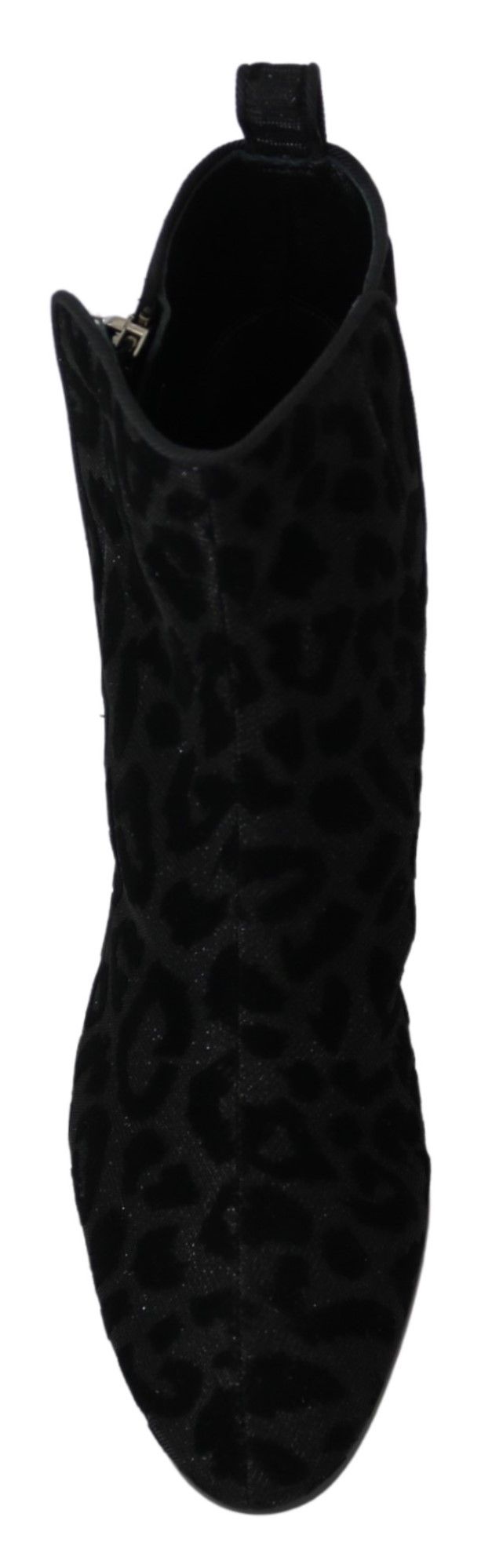 Dolce &amp; Gabbana Black Leopard Short Boots Zip Up Shoes