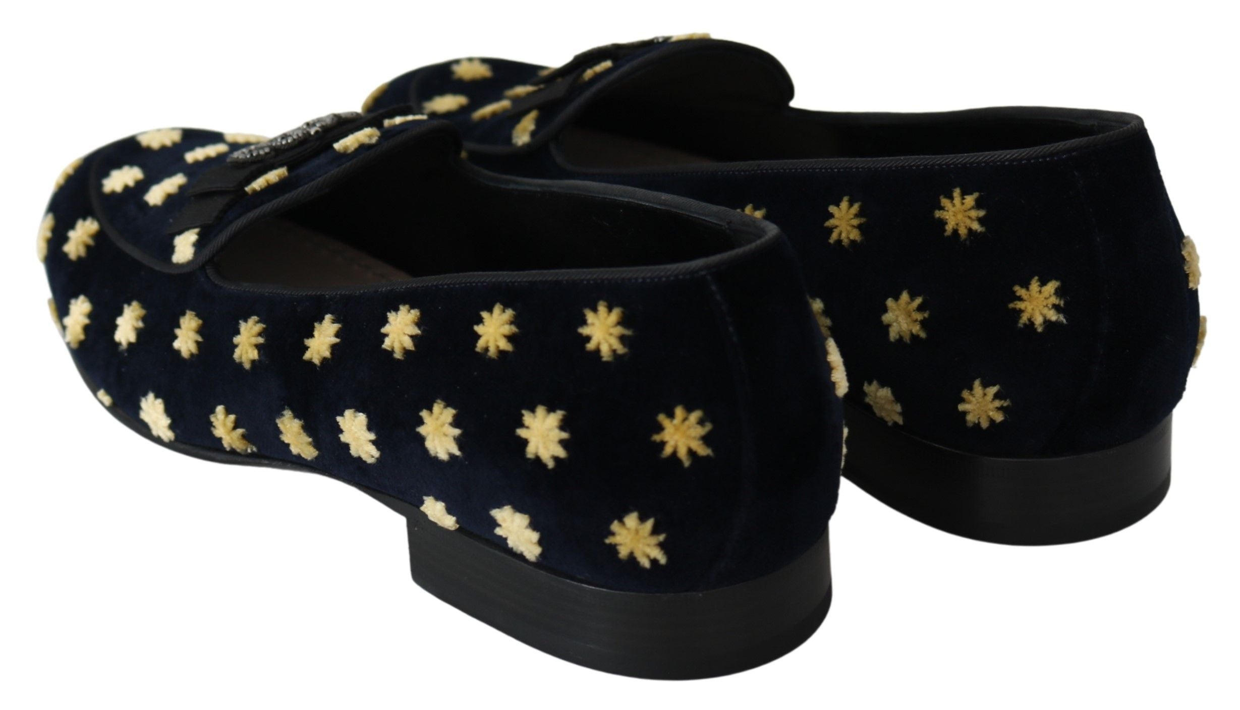 Dolce & Gabbana Blau Samt Krone Hausschuhe Loafers Schuhe
