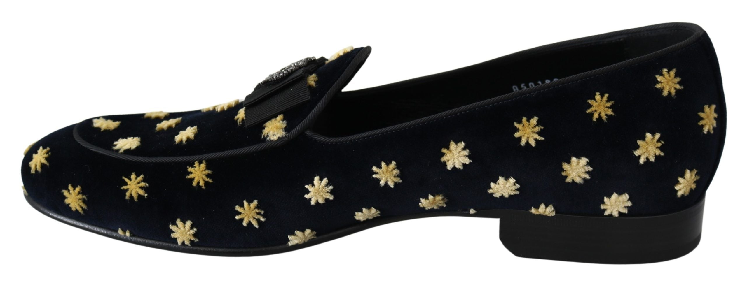 Dolce & Gabbana Blau Samt Krone Hausschuhe Loafers Schuhe