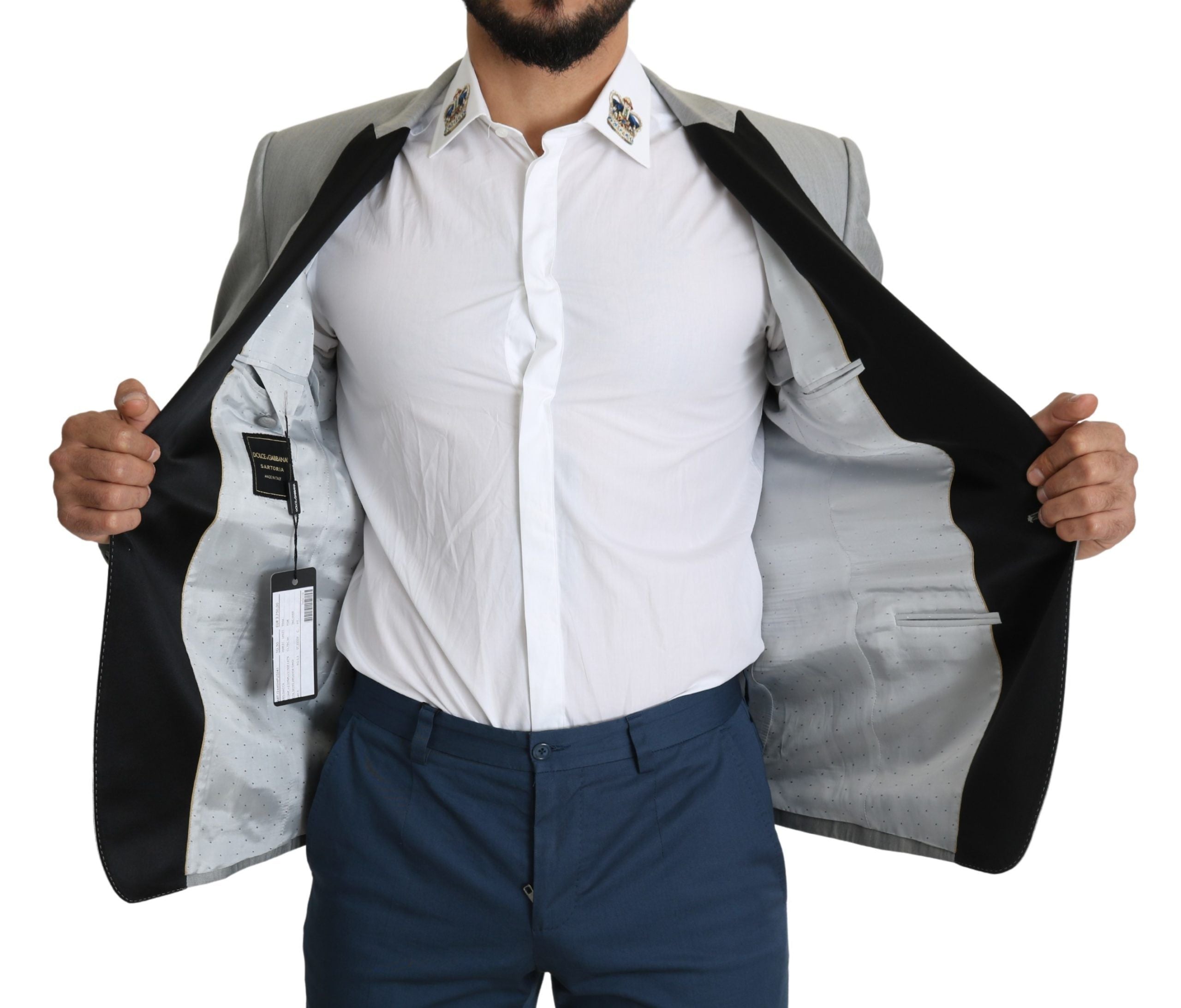 Dolce &amp; Gabbana light grey single-breasted SARTORIA blazer