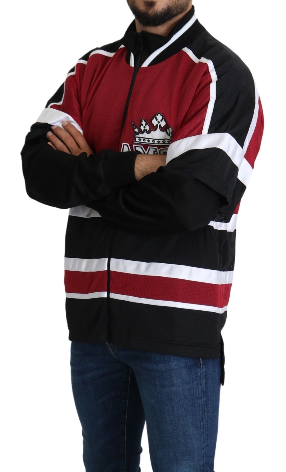 Dolce & Gabbana Rot Schwarz AMORE Sport Pullover mit Reißverschluss