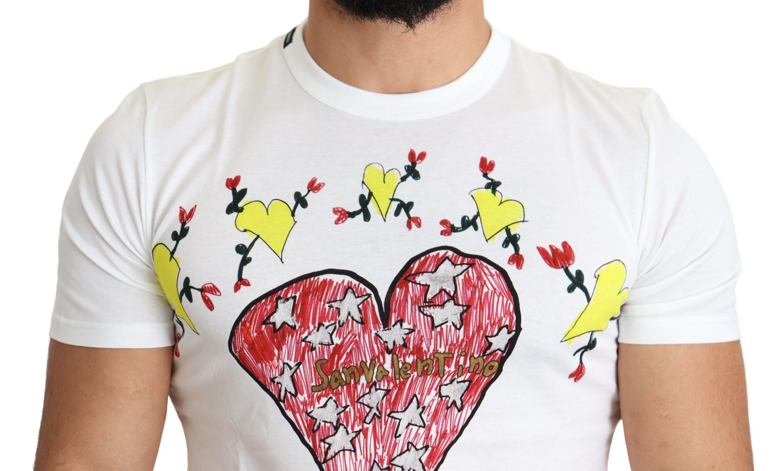 Dolce &amp; Gabbana White Saint Valentine Print Cotton T-Shirt for Men 