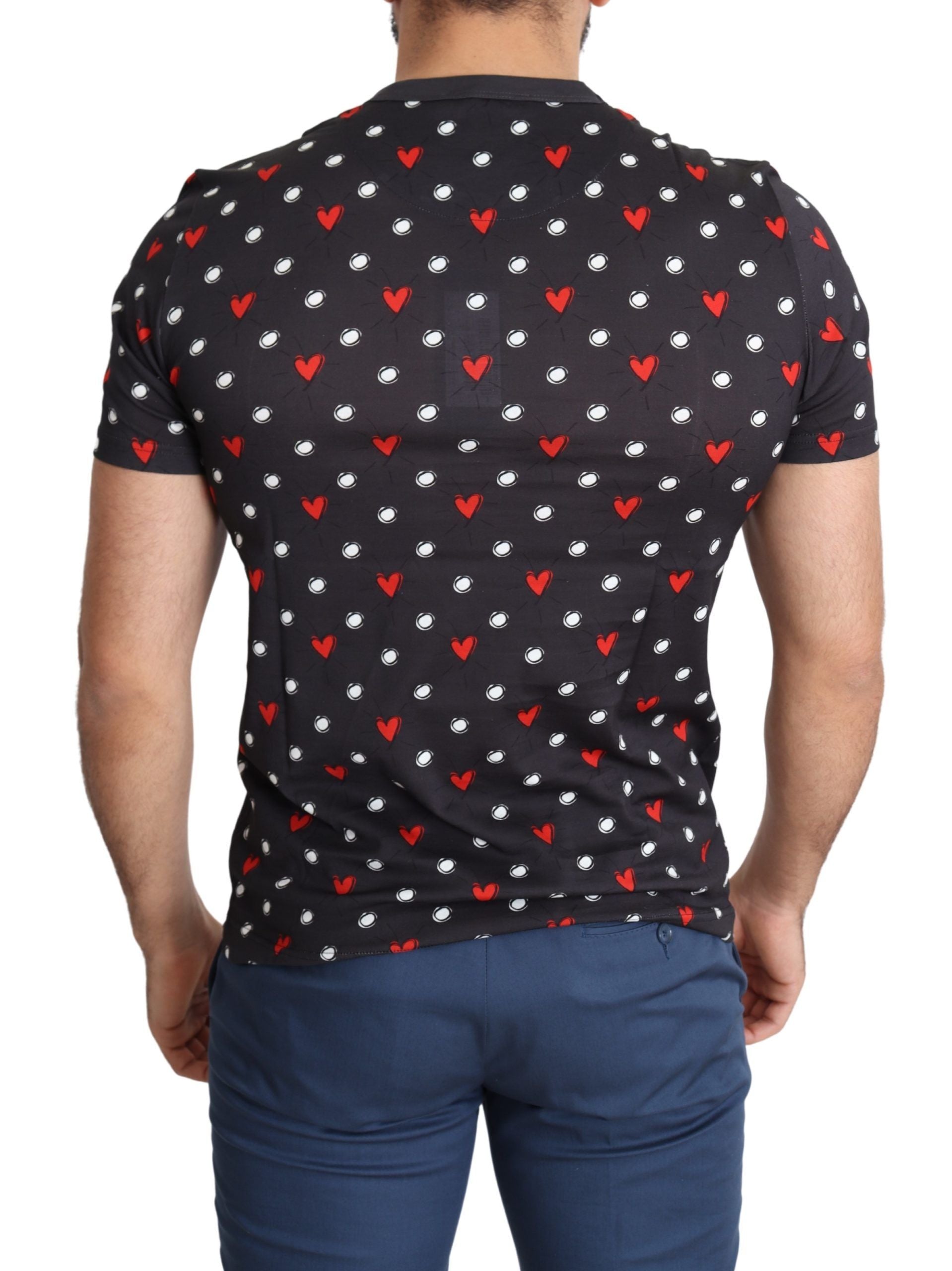 Dolce &amp; Gabbana dark grey cotton T-shirt with heart print for men 